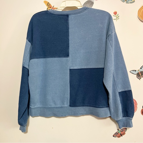 Madewell Indigo-Dyed Patchwork Sweatshirt M - Picture 3 of 10